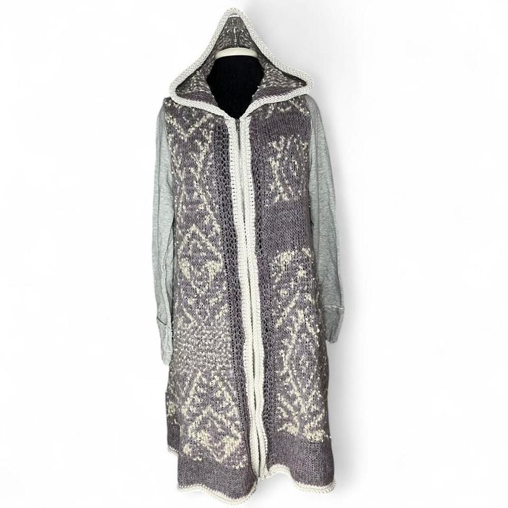Free People White Moon Cardigan Unique Asymmetrical Boho Festival Mohair M / L - Picture 6 of 7